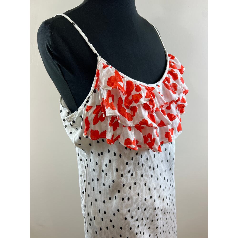 Rixo for Target White Red Ruffle Polka Dot Spaghetti Strap Maxi Dress Size L - Picture 2 of 9